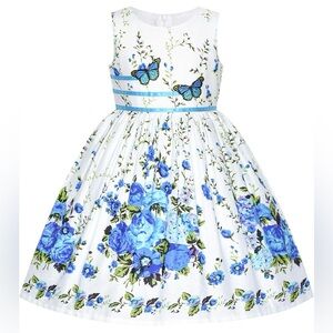 Blue Butterfly sleeveless cotton dress